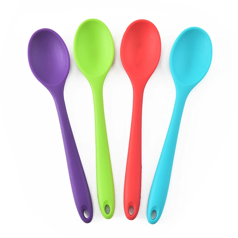 

wholesale home accessories kitchen gadgets silicon tiny luxury black spoon asian soup spoon long handle spoon, Custom color