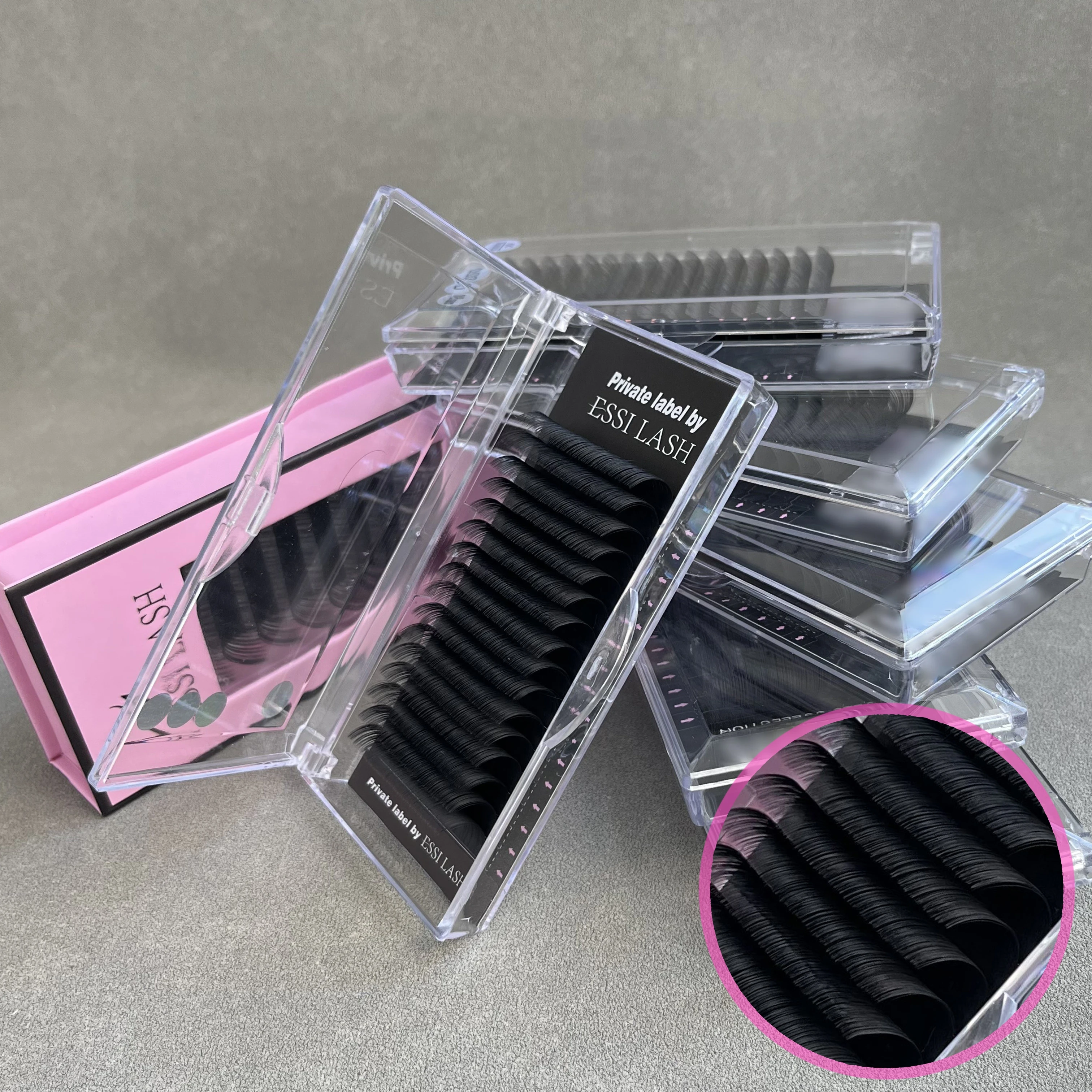 Pesta As Wholesale Private Label Cashmere Lash Tray Matte Dark Black Russian Volume 0.03 05 Individual Eyelashes Extensions
