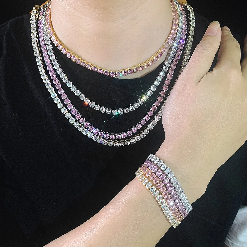 

3MM Round Cut Cubic Zirconia Gold Custom Hip Hop Jewelry Iced Out Tennis Bracelets
