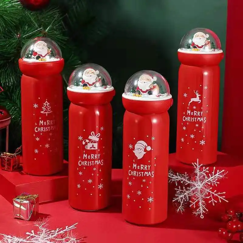 

2021 New Big Christmas 304 Stainless Steel Thermos Cup Cartoon Cheap Double Wall Vacuum Insulated Cold Thermos Flask Bottle