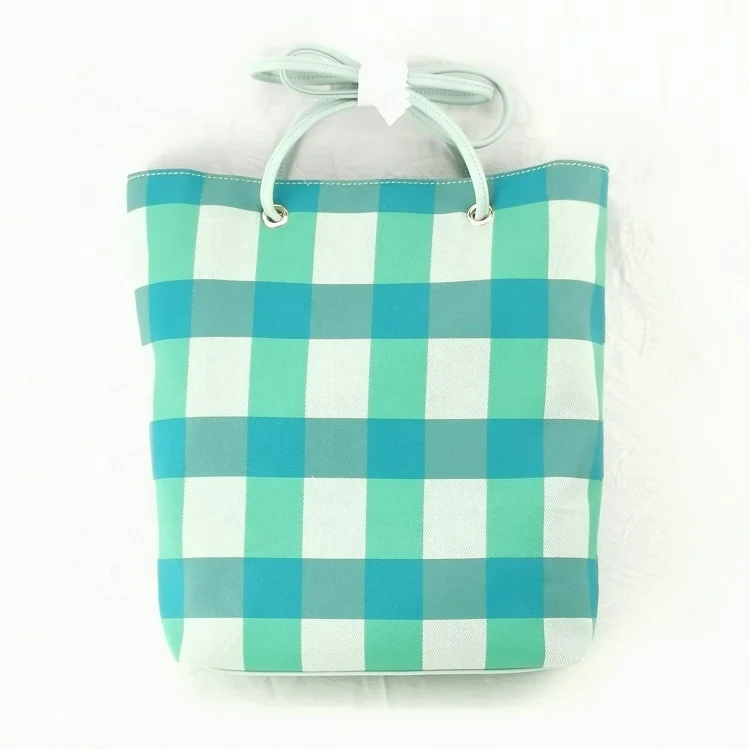 

Solid Check Fabric Single Shoulder Small Bag Carrier Bag, Light blue