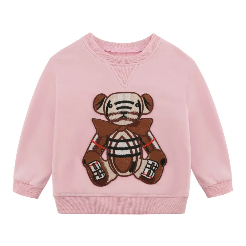 

2021 New style girls autumn t-shirt children wear 100% cotton blouse girls pink long sleeve pullover baby's lovely sweatshirts, Picture shows