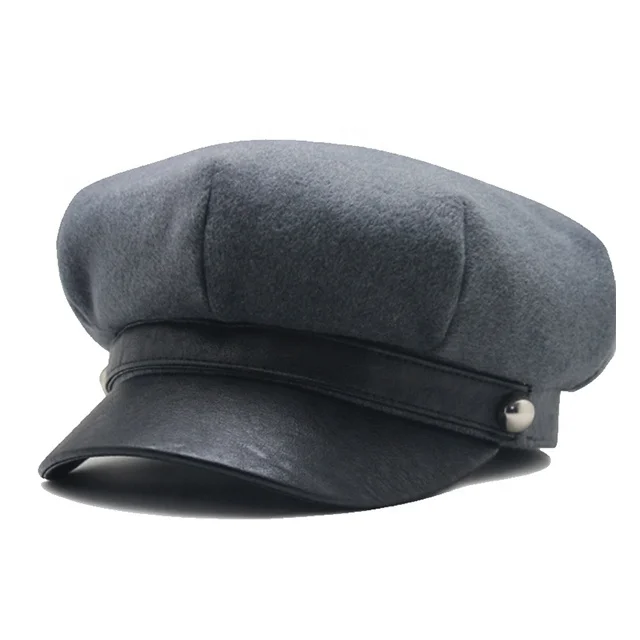 

Hot Sale Flat Top Autumn Winter Warm Woolen Blank Women Conductor Cap Hat, Customized colors