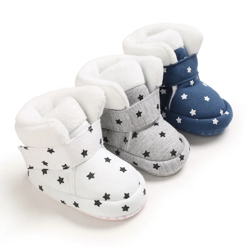 

Star Print Winter Wool Infant Girl and Boy Baby Cotton Booties For Babies