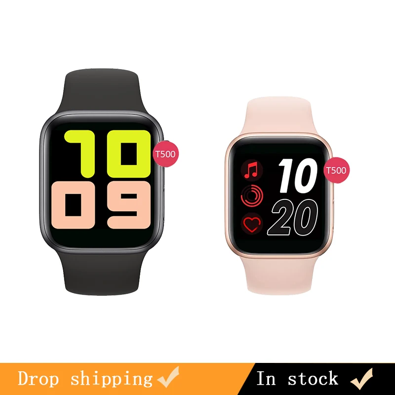 

2021 Hot T500 1.4inch full touch fitness tracker smart watch support OEM customize with fit-pro, Black white pink