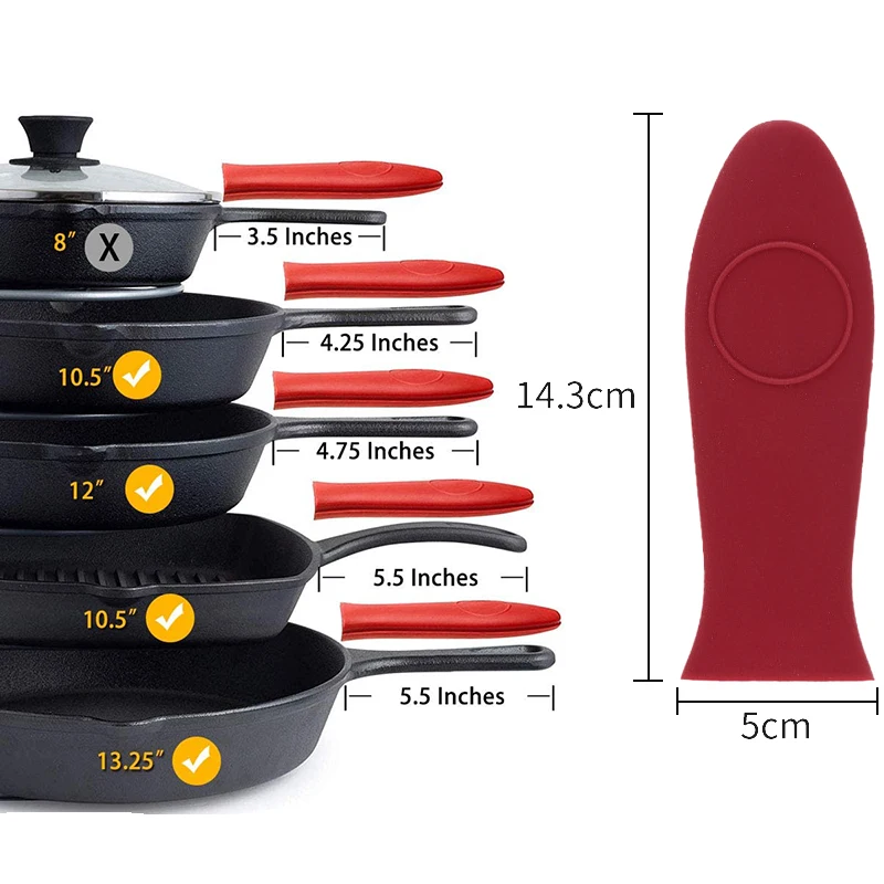 

Kitchen Supplies Silicone Pot Pan Handle Cover Heat Wrap Pot Sleeve Cover Grip, Black red or customized