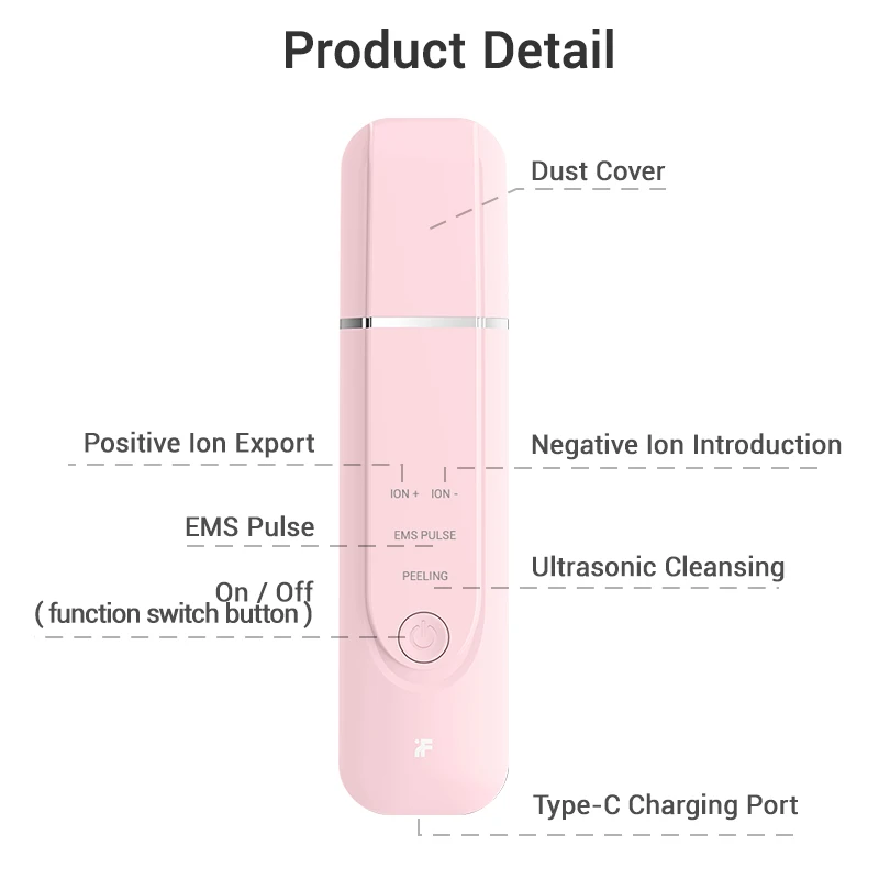 
Original InFace Ultrasonic Facial Skin Scrubber Ion Acne Blackhead Remover Peeling Shovel Electric Deep Cleansing Skin Scrubber 