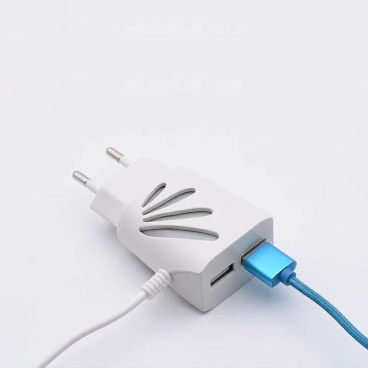 

amazon 2021 hot products top 20 V8 dual ports usb charger 5V/2A LED light mobile phone charger with data cable