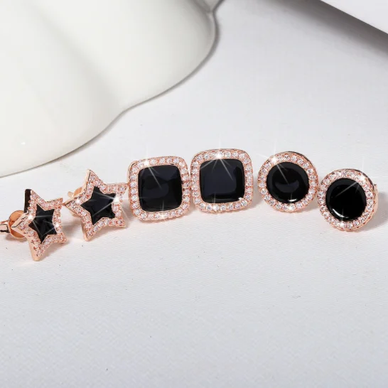 

New Design minimalist style KYED0368 CZ Earrings Rose gold plated 3A Zircon Stud earrings Fashion Jewelry for Women