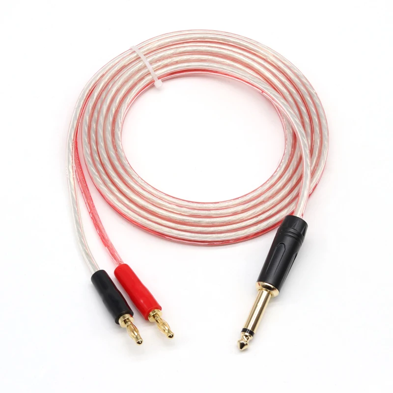 

High Quality Transparent 2 Core Y Splitter TS to Dual Banana RVB Cable for Active Speaker