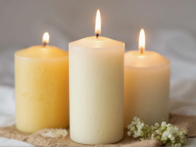 Three homemade candles with natural ingredients
