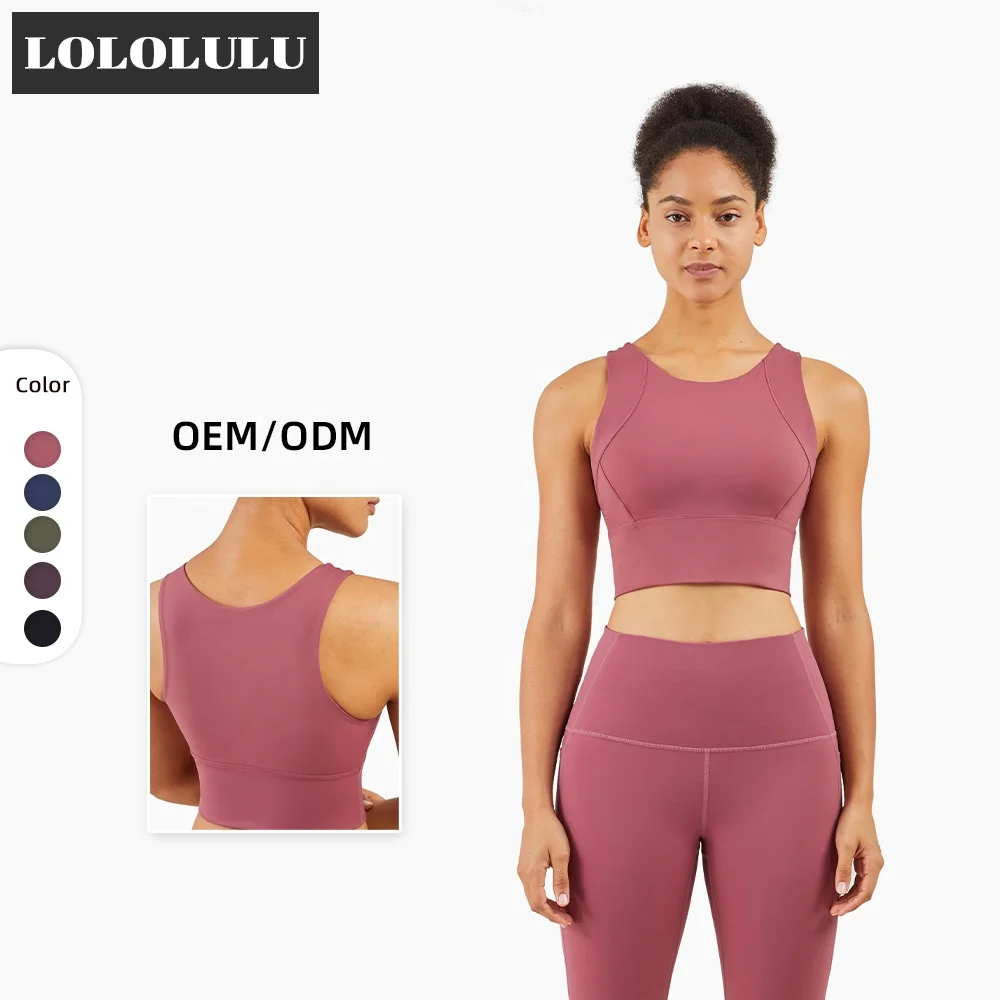 

LOLOLULU New Arrival Yoga Top With Bra Quick Dry Padded Yoga Bra Tops Thin Straps Gym Bra Nursing One-Shoulder