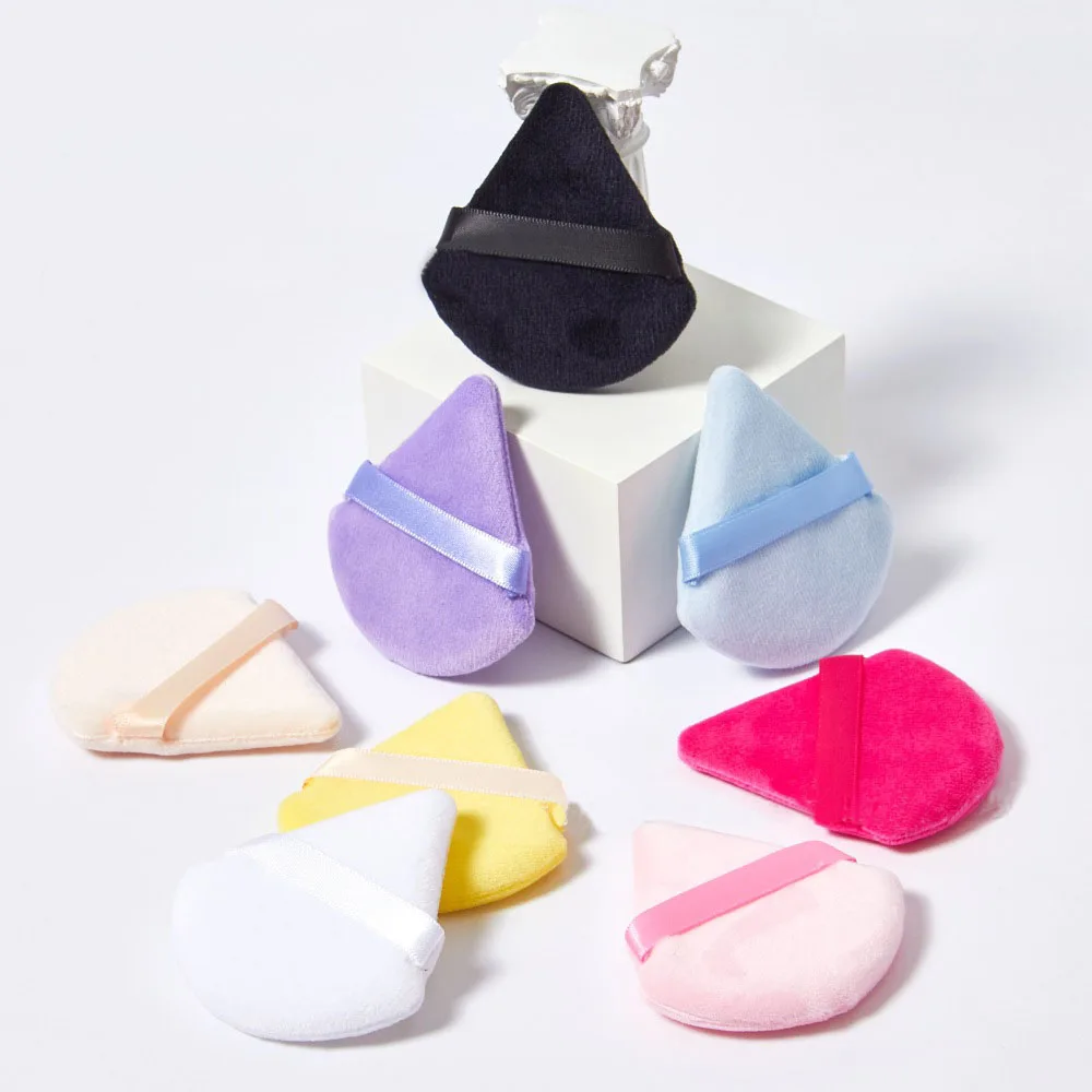 

Cotton Compact Puff Face Soft Triangle Makeup Puffs for Loose Powder Mineral Body Powder Makeup Tool, Pink/white/black/grey