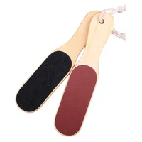 

Eco-friendly Double Side Callus Remover wooden pedicure foot file With Sling Rope