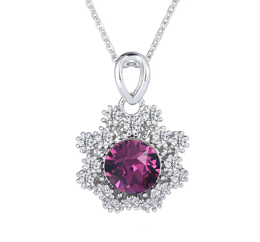 

43229 Xuping Jewelry Fashion Premium Quality Unique Design Crystal Pendant with Rhodium temperament Ladies NecKLace