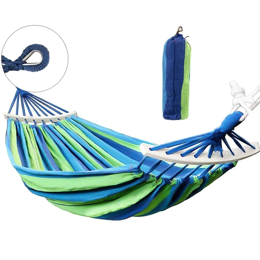 

Portable Wooden Canvas hammock Swing Picnic Travelling Hanging Bed Outdoor Garden Camping Hammock