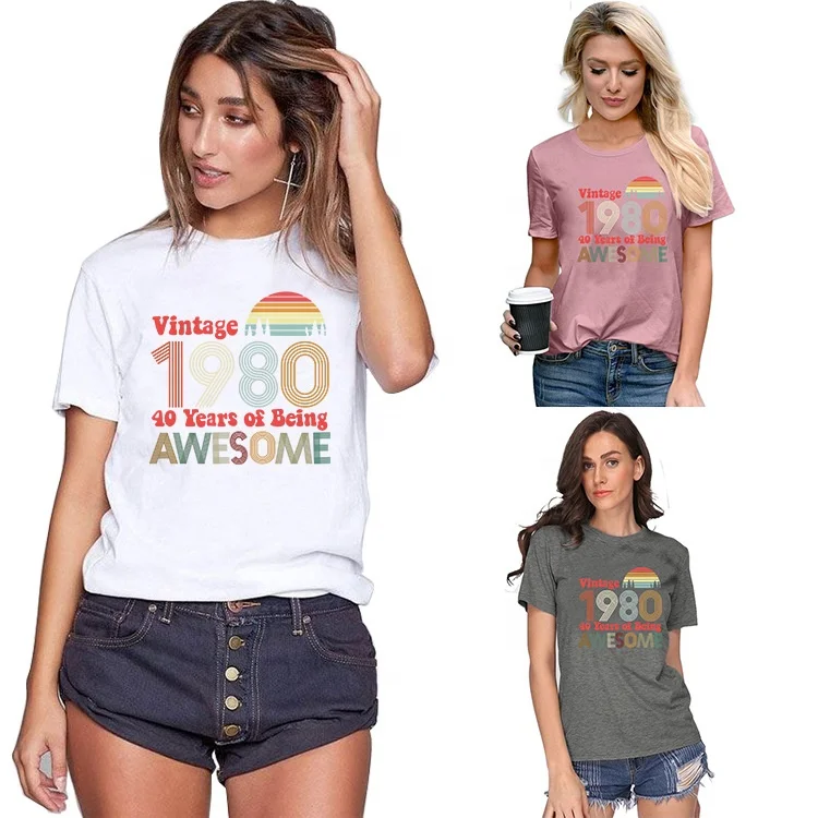 

Vintage 1980 Awesome letter short sleeve T-shirt