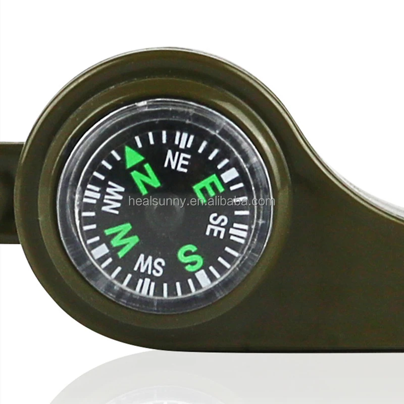 

Factory hot selling survival with compass whistle for outdoor survival, Army green