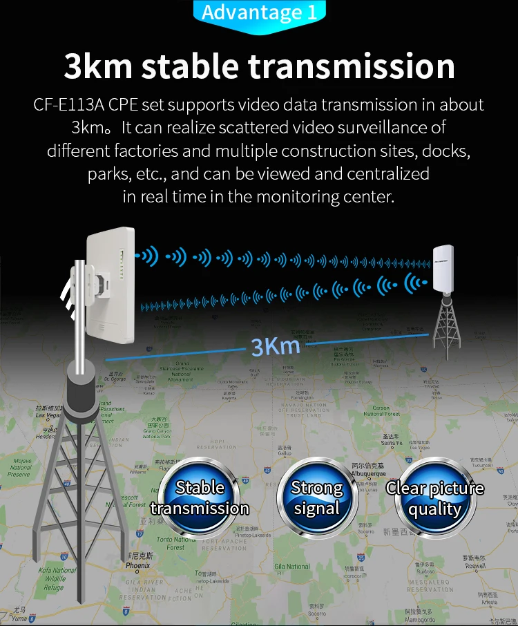 COMFAST Trạm Gốc Antenna Wifi 5Ghz 20Km Tầm Xa Không Dây Wifi Bridge
