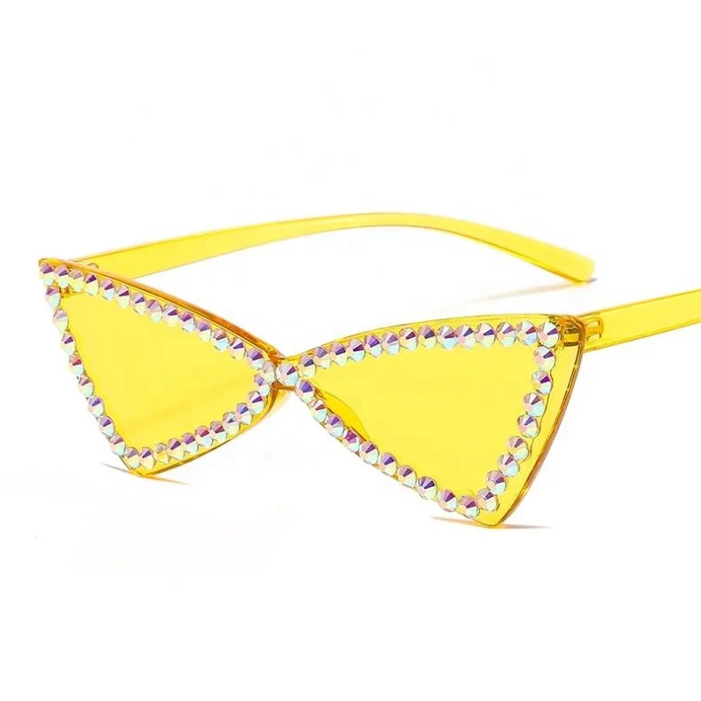 

Retro Triangle Candy Color Cat Eye Diamond Sunglasses For Women in Stock, Colors