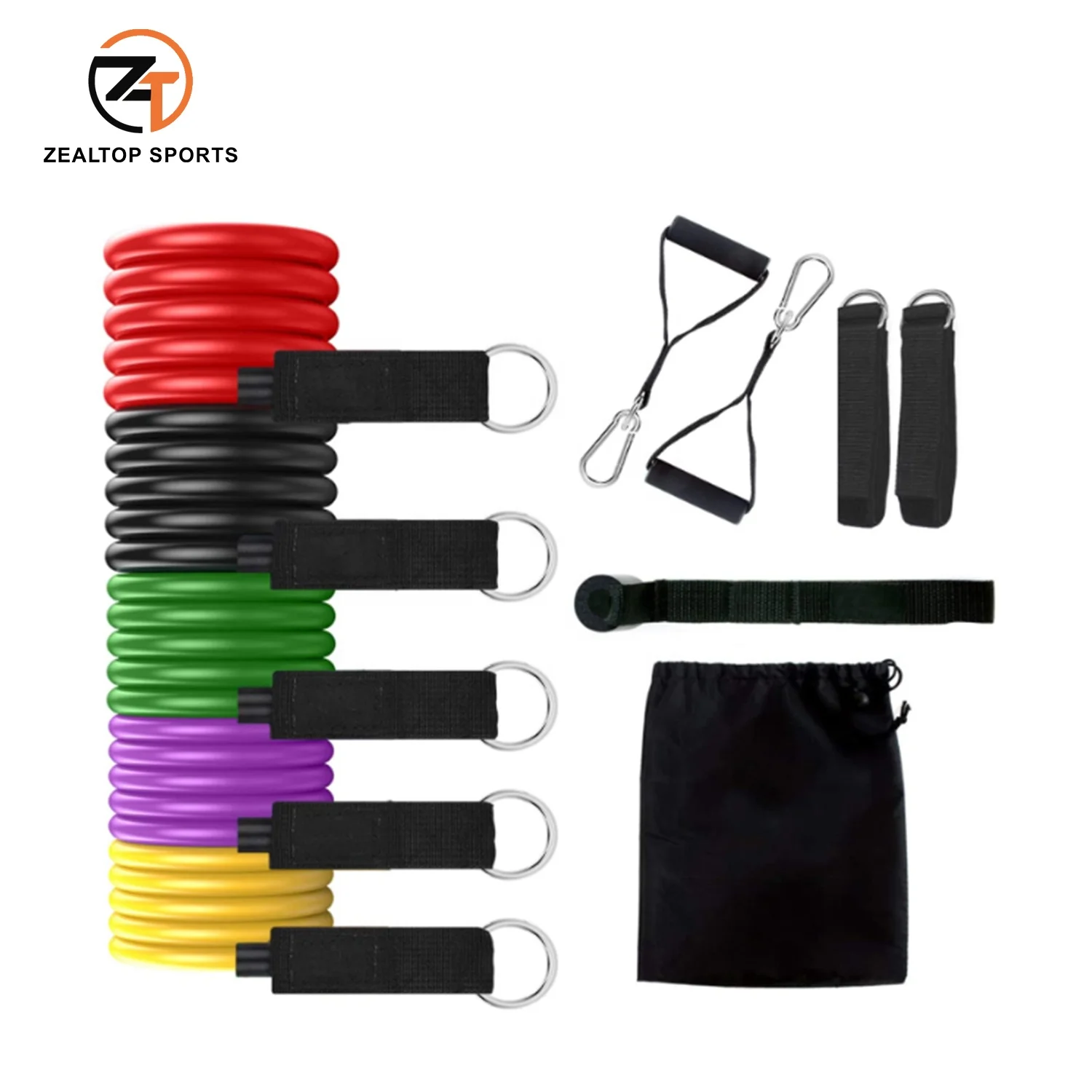

fitness training 11pcs exercise bands set latex resistance tube, Black