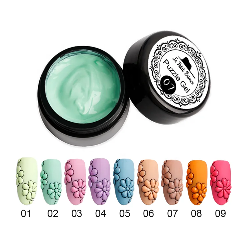 

Queen Shining bangkok no base wipe label top 3D Puzzle Nail Art paint Gel coat polish, 9 colors