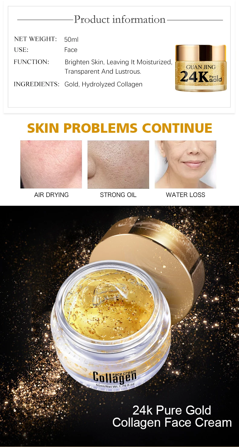 High Quality 24k Active Gold Nourishing Cream Moisturizing Repair Hydrating Skin
