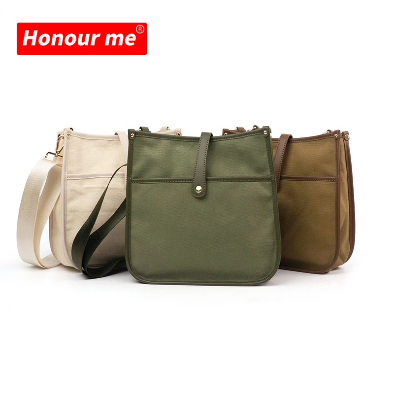 

2022 UNITED HONOUR popular hot sale women and men canvas bag sling crossbody message bag, Brown/green white