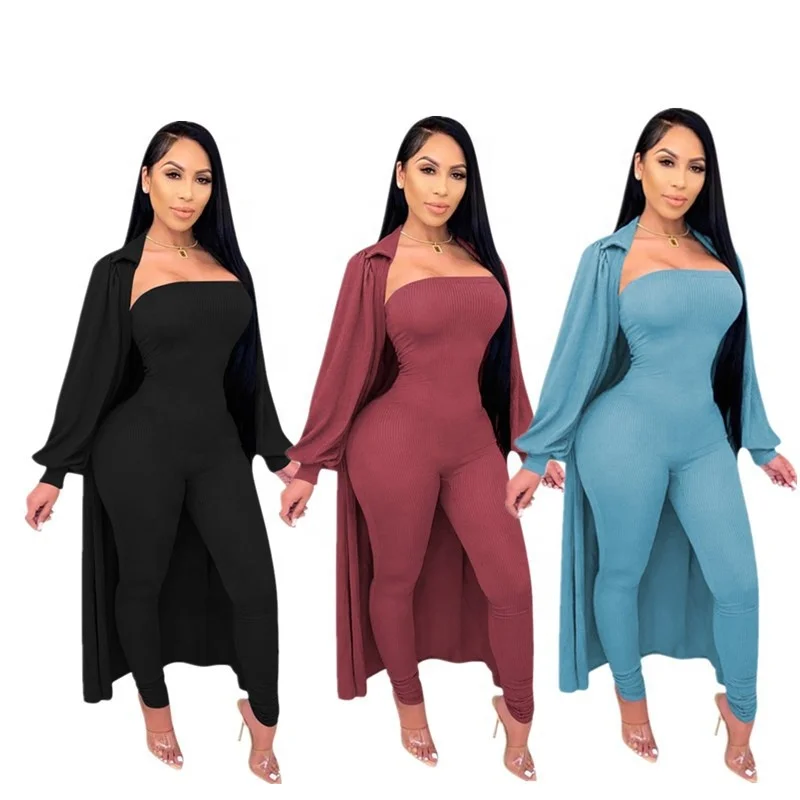 

B63333A Hot style women's sexy solid color simple style in stock skinny jumpsuit, Black/light blue/wine red