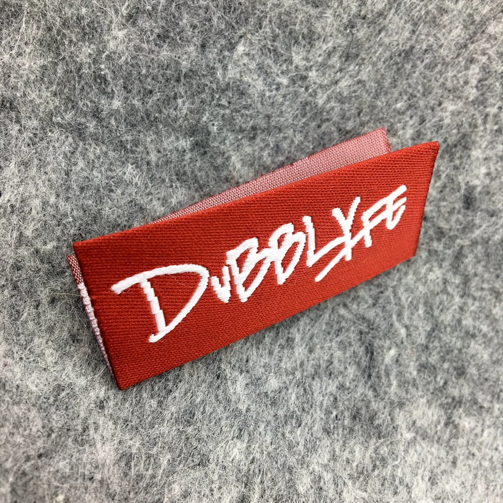 

High Damask clothing label custom logo clothing woven garment labels for towels clothes hat