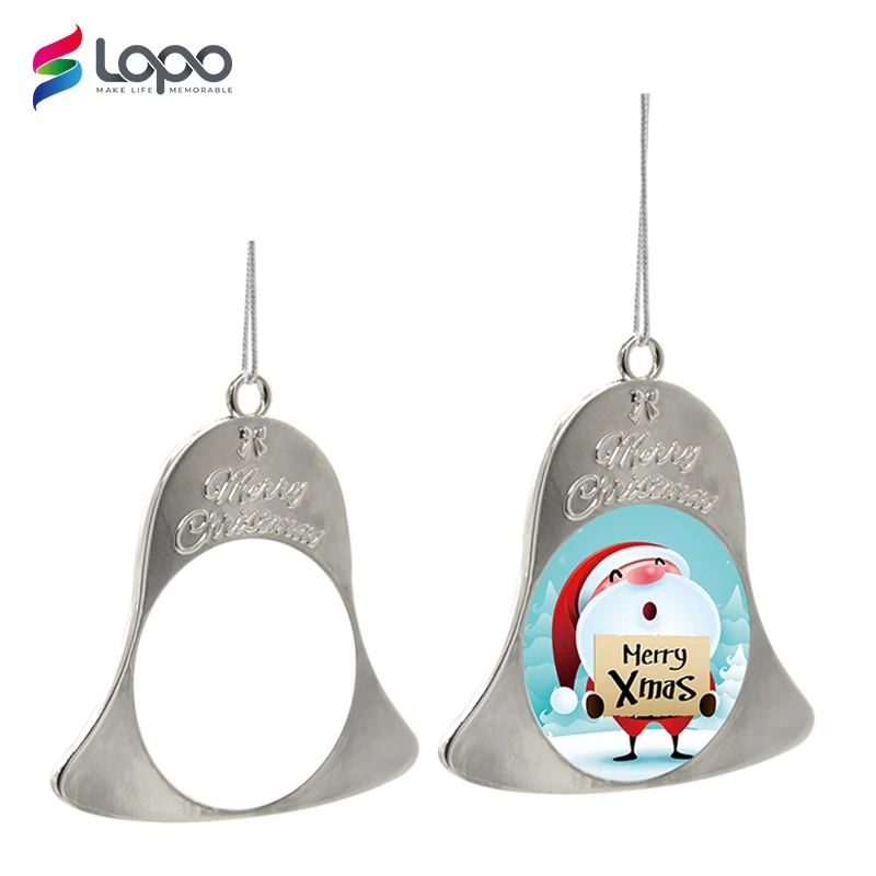 

Lopo Sublimation Custom Christmas Metal Ornaments Bell Shape with String for Outdoor Tree Decorations