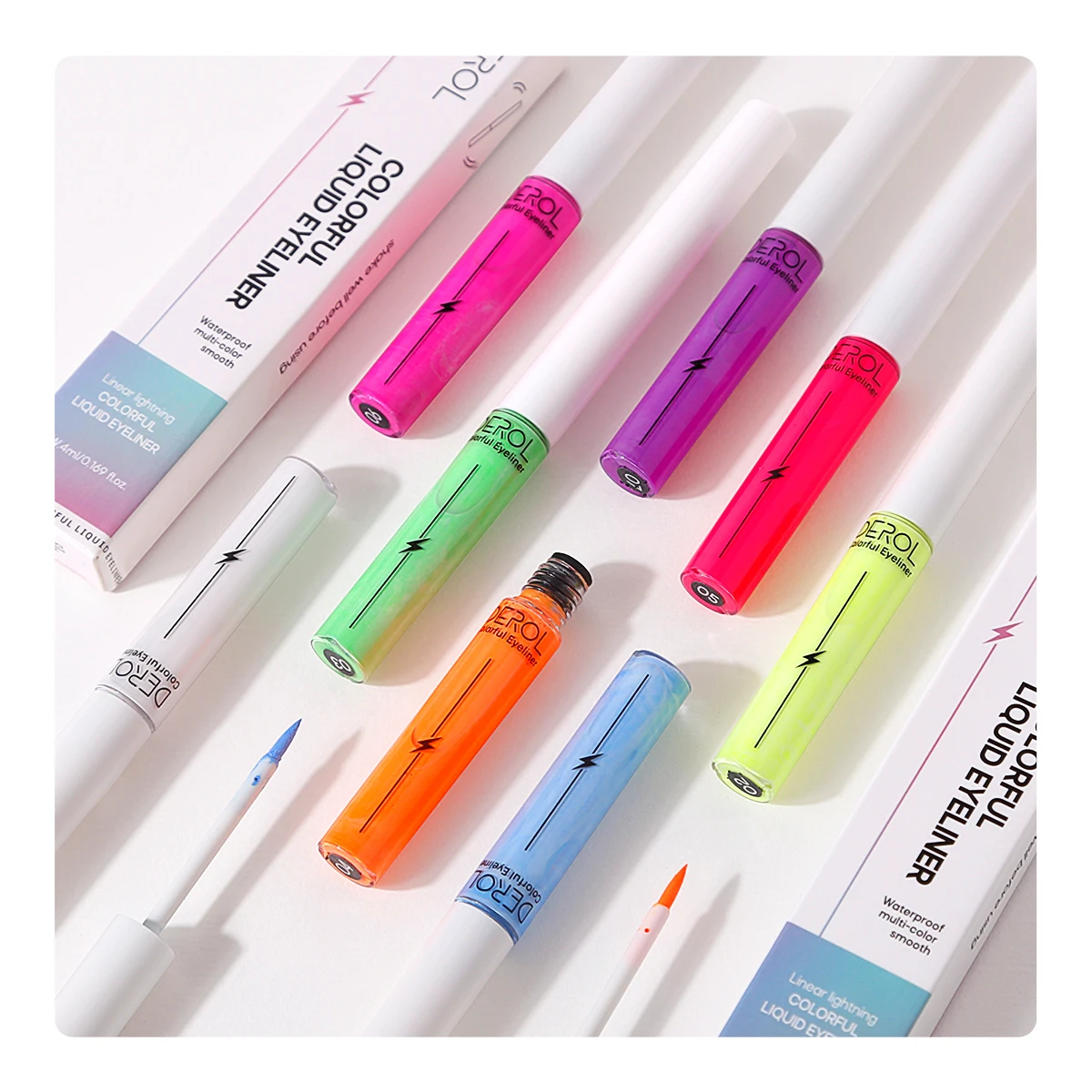 

DEROL Custom logo makeup beauty private label fluorescence neon 8 colorful liquid eyeliner pen