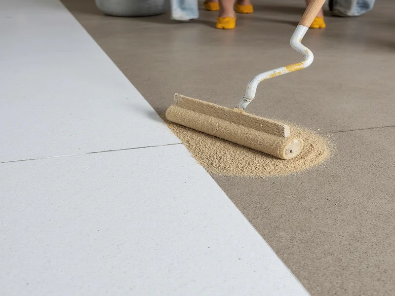 DIY epoxy application with roller and squeegee on concrete