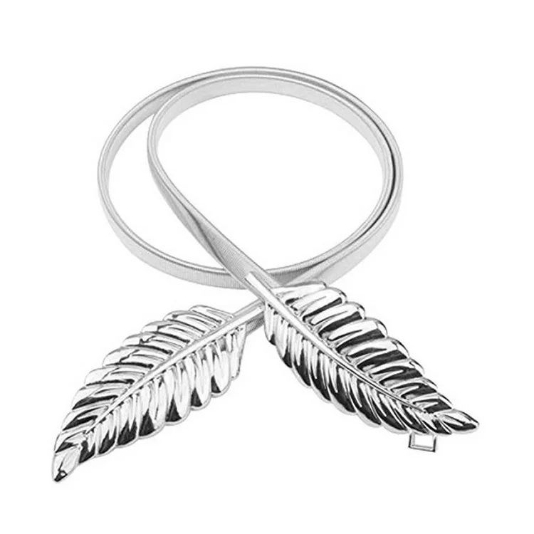 
Saije Beauty Custom Fashion Gold Maple Leaf Belt Buckle Spandex Elastic Waist Belt Women 