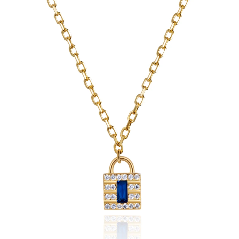 

Fashion chain 925 sterling silver lock 18K real gold plating ladies necklace custom jewelry wholesale necklace for couple