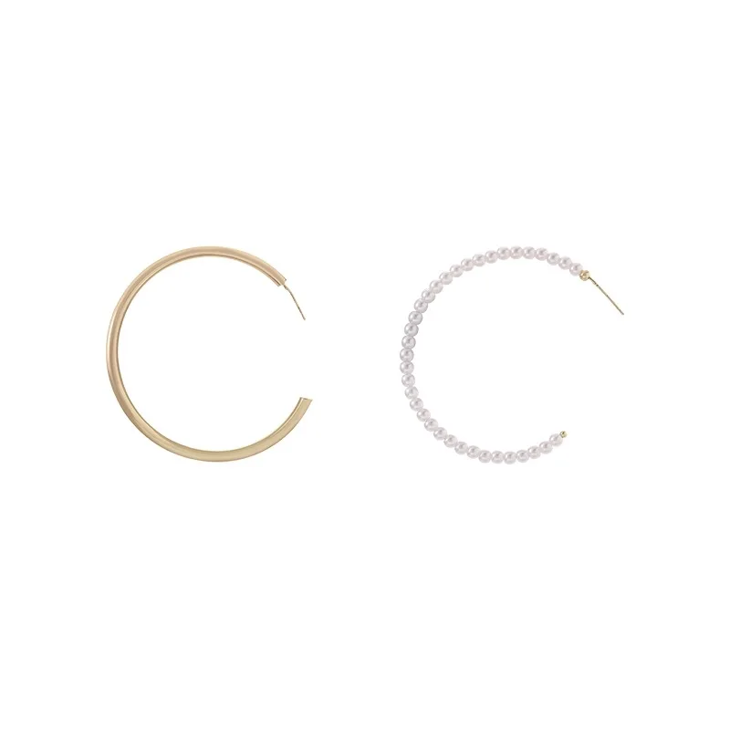 

Hainon Custom Fashion Designer Earrings Popular Brands Hoop Gold Plated Stainless Steel Pearl Earrings Women, Picture shows