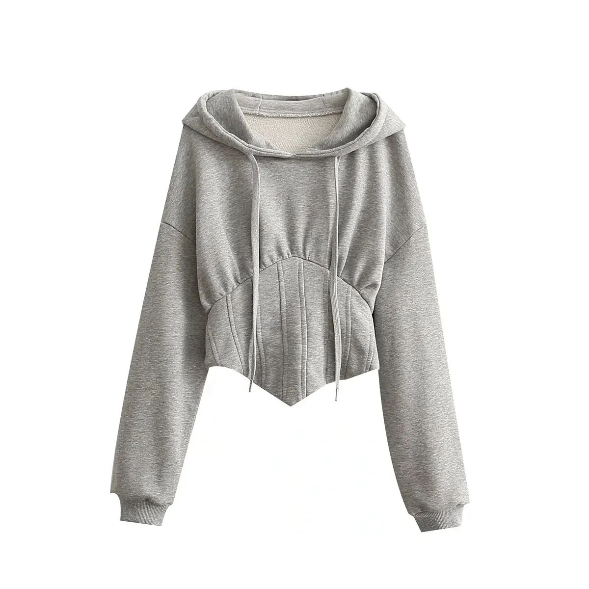 

Women's cropped sweatshirt fish bone loose short hoodie, Picture shows