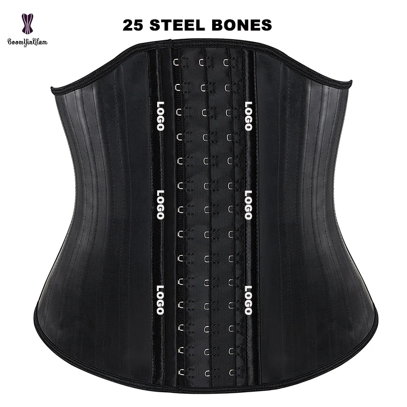 Custom Logo 25 Steel Bone Waist Trainer Firm Control Latex Gaine Slimming Belt Waistband & Girdle Chest-Curvy Sheath with Hook