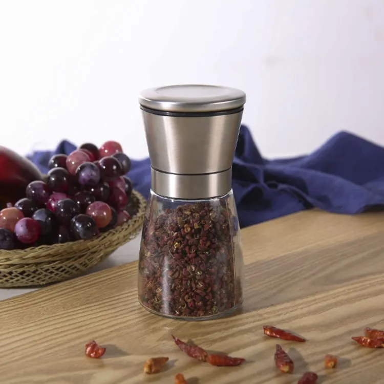 

empty home use glass spice herb salt pepper grinder mill bottle Salt Pepper Grinder Set Wholesale grinder salt, Customized