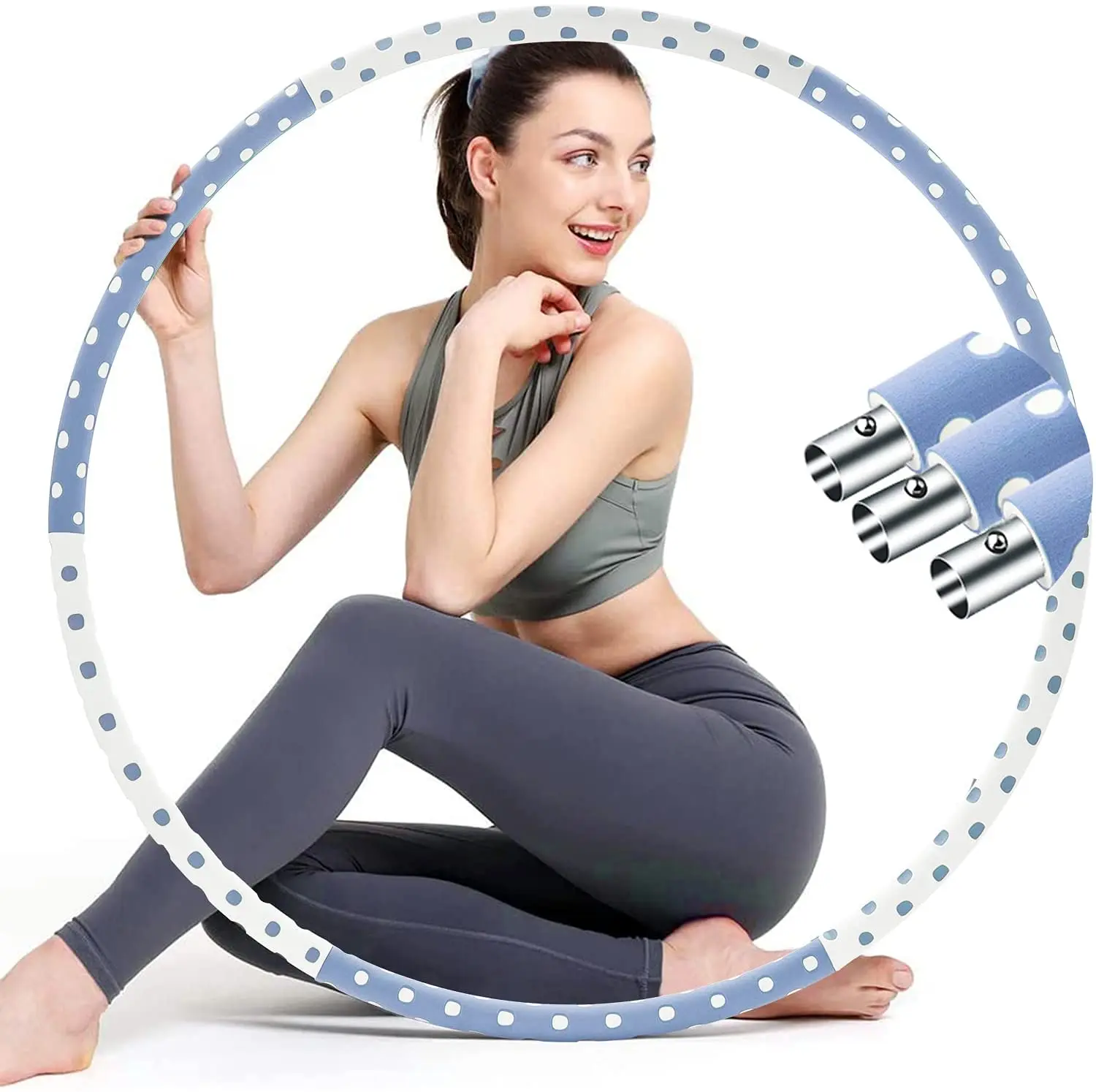 

Adjustable fitness Stainless Steel Core Weight Loss hoola hoop weighted hula ring hoop with Detachable Design for Adults, Purple,blue,pink,white