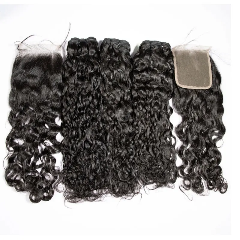 

Brazilian Hair Bundle with Closure Unprocessed Virgin Hair Bundles with Frontals Wet and Wavy Peruvian Grade 12A 6A 7A 8A 9A 10A