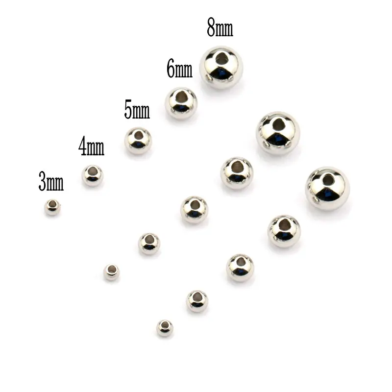 

Smooth Faces 3/4/5/6/8mm Soild Stainless Metal Steel Round Loose Spacer Beads for Design Jewelry Making Findings