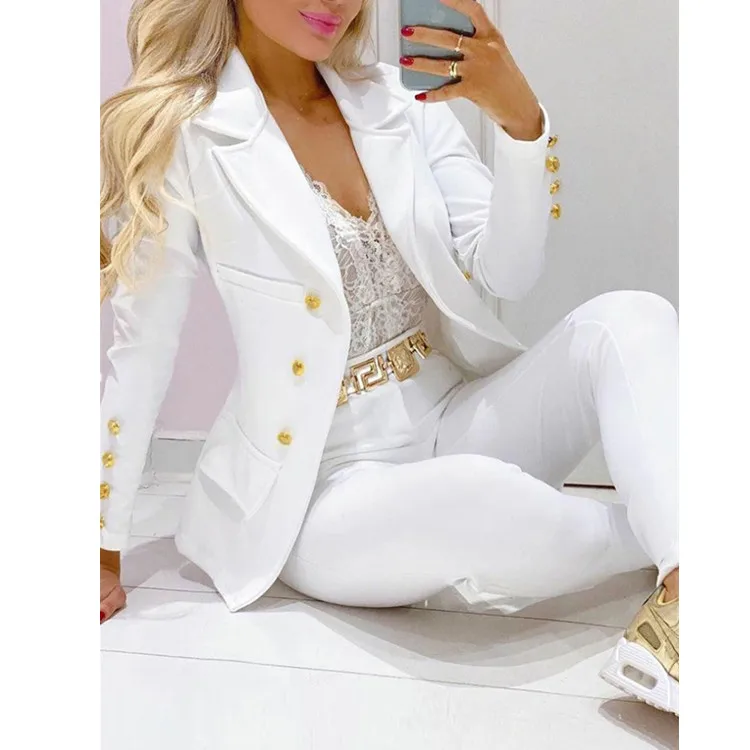 

2021 Wholesale New Arrival OL Match Set Woman Career Women Professional Suits Office Formal Blazers And Pants Two Piece Set