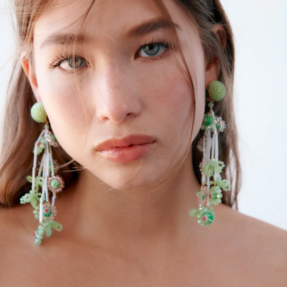 

Wholesale 2022 Statement Earrings Fashion Crystal Beaded Flower Earrings Vintage Bohemian Long Tassel Drop Earrings Jewelry