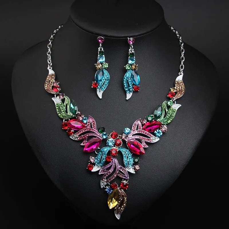 

Wedding crystal rhinestone woman necklace jewelry set