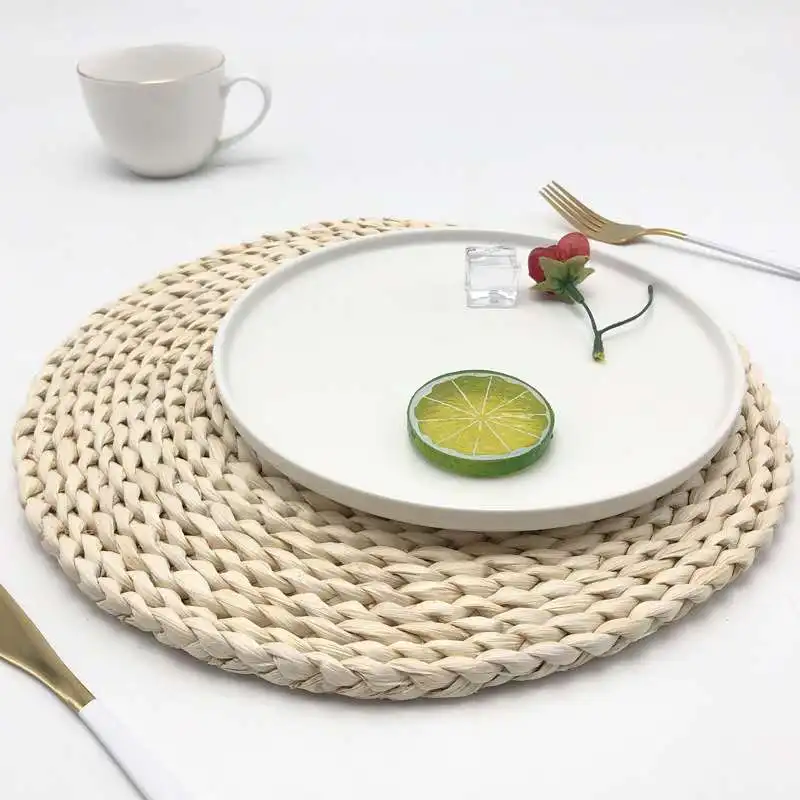 

Dining Table Decoration Natural Round Straw Corn Weave Woven Placemat