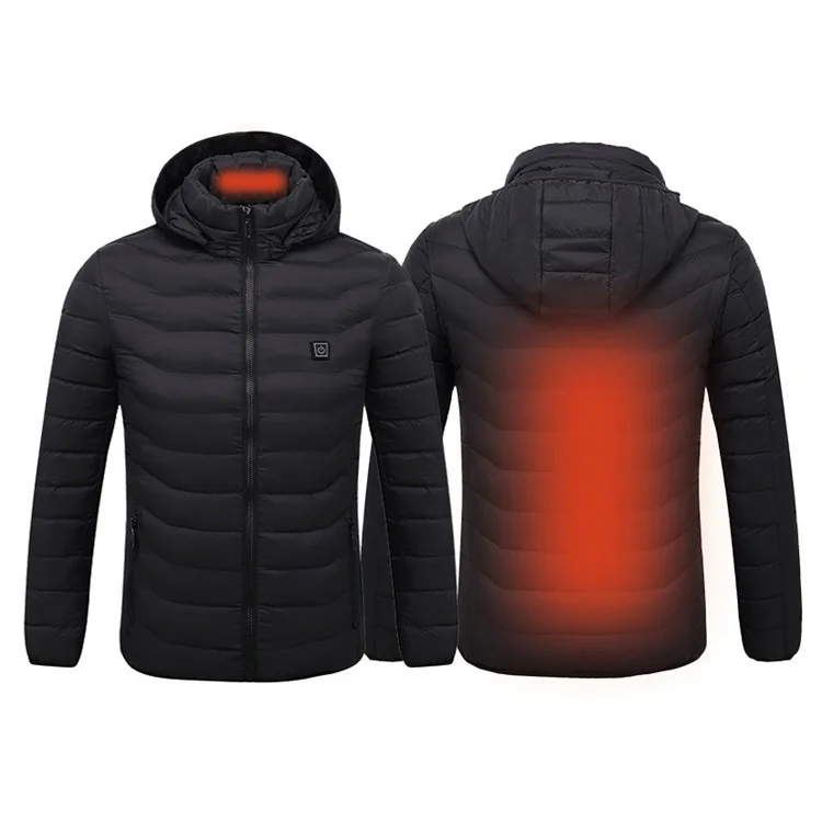 

Stock wholesale winter mens plain down puffer heated jacket with hoody, Custom color
