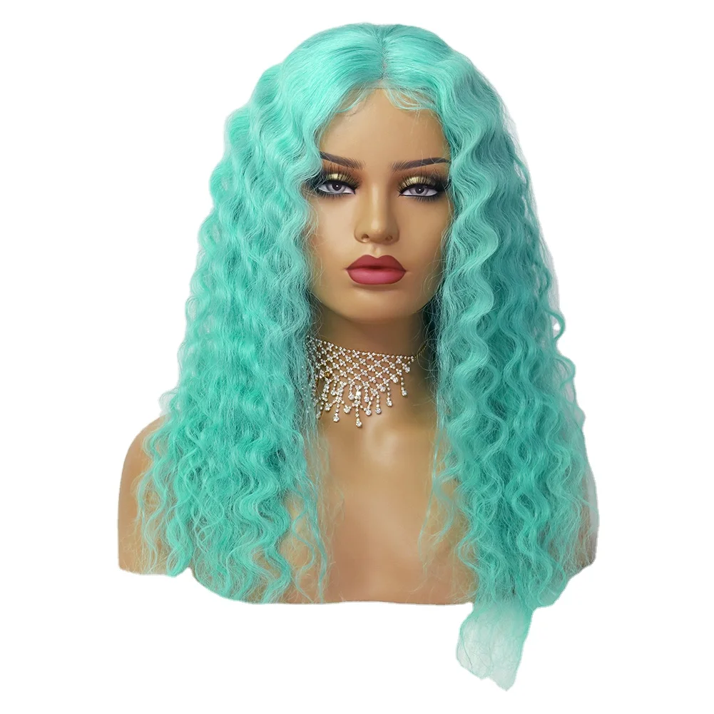 

Mint Green Body Wave Wig with Baby Hair Front Lace Human Hair Wig Beautiful Girl Brazilian Virgin Hair colorful lace wig