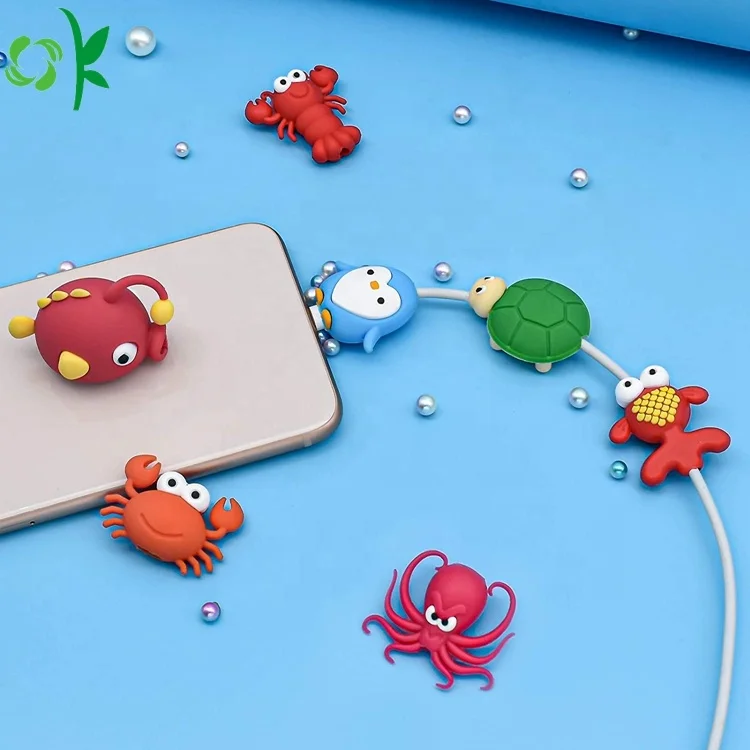 

OKSILICONE Amazon Hot Sale Cartoon Cute Animal Series Cable Data Cable For Silicone Protective Cover USB Charging Head, As picture shown/customized