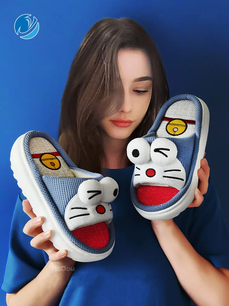 

Slippers Cute Cartoon Lovely Cat Bedroom Cotton Home Shoes Indoor Thick Sole Couples Men Women